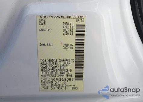 2015 Nissan Altima 2.5 S z USA, uszkodzony, nr VIN 1N4AL3AP7FN315095